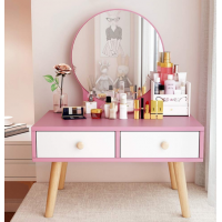 Bedroom mini dresser pink princess dresser with round mirror and storage drawer