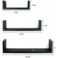 Set of 3 floating u shelves for home storage