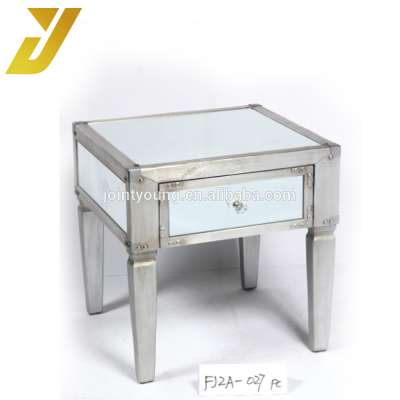 antique mirrored bedside table ,classic aluminum nightstand