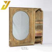 shabby rustic wooden wall mounted bath mirror