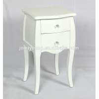 French style white wooden 2 drawer nightstand bedside cabinet