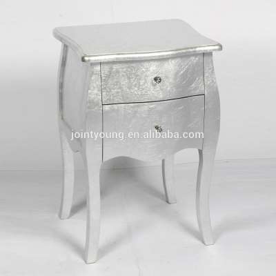 Modern Fashion Bedroom Furniture Silver Foil With 2 Drawer Bedside Table Cabinets