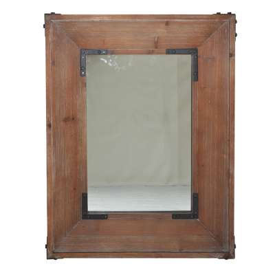 Wholesale Brown Color Solid Wood Framed Wall Decorative Mirror